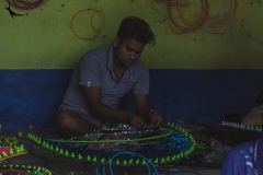 Attaching the beads to the headgear